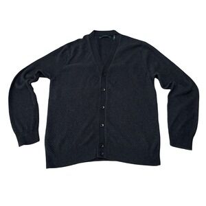 Perry Ellis Men's Button Up Knit Cardigan Black Size XL 22 x 28